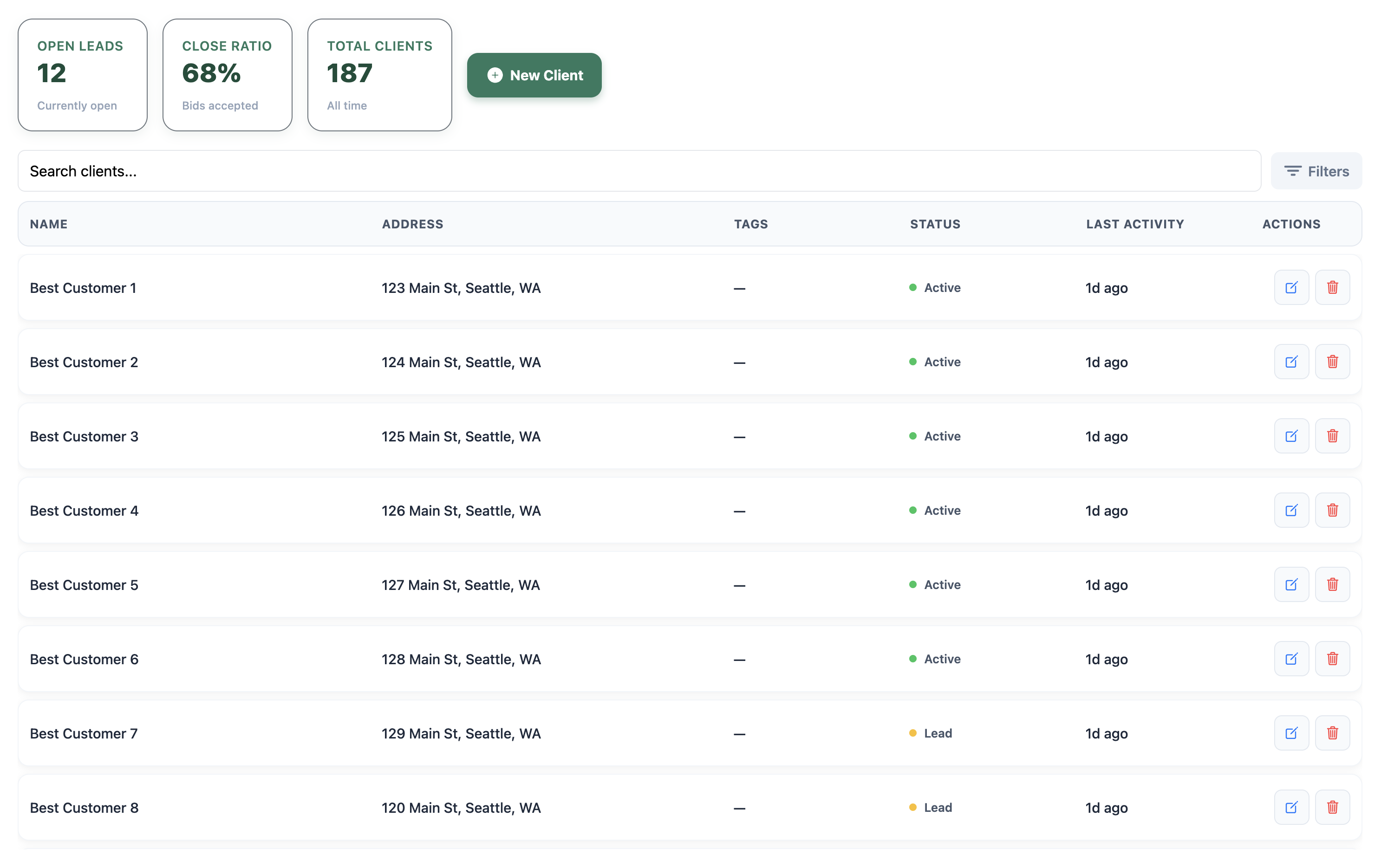 Client Management - Organize and track all your client relationships