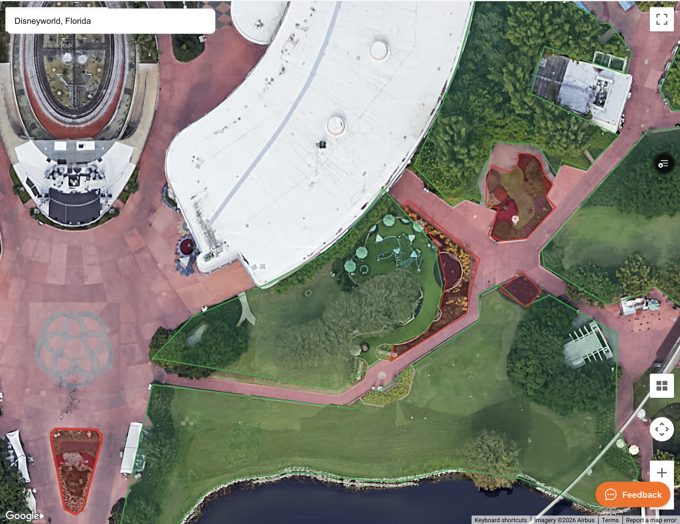 Satellite view of property with measurement overlay